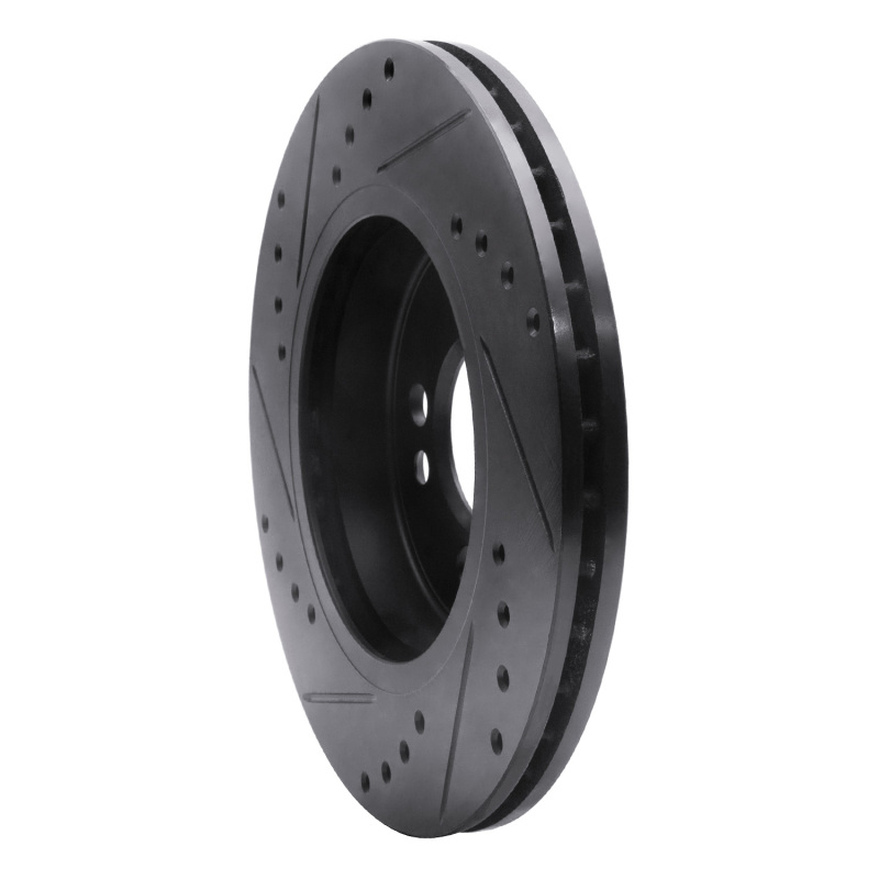 Mini Cooper Brake Rotor (1) - Front Right - R1 Concepts - Drilled & Slotted - Black - `02-`08